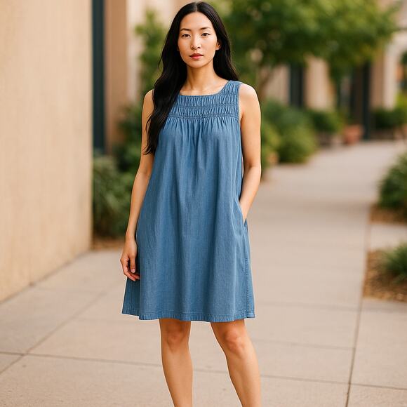 Alpha60 Mini Denim Dress Size XS Sleeveless 100% Cotton Pullover Style - Picture 2 of 9